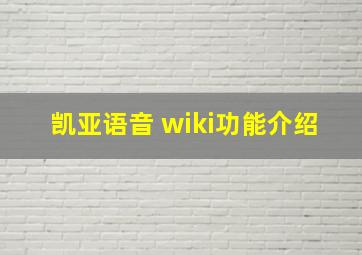 凯亚语音 wiki功能介绍